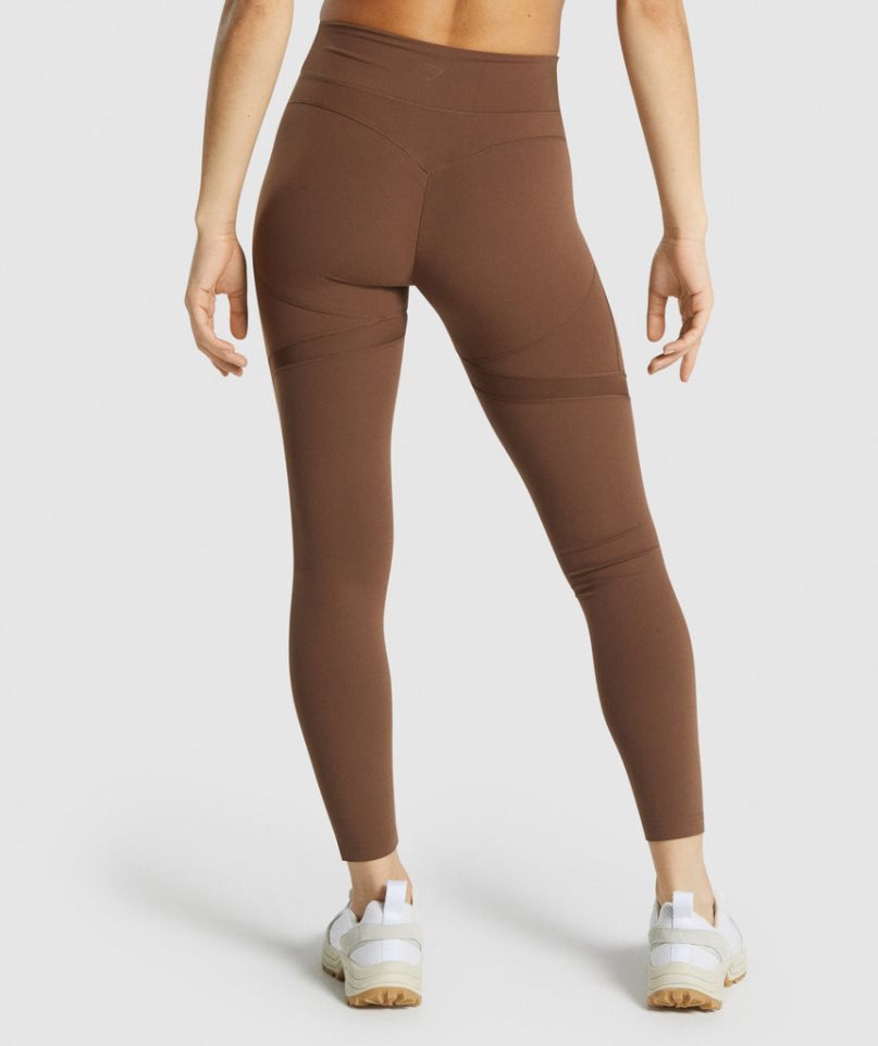 Legginsy Gymshark Whitney Mesh Damskie Brązowe | PL 502EJD